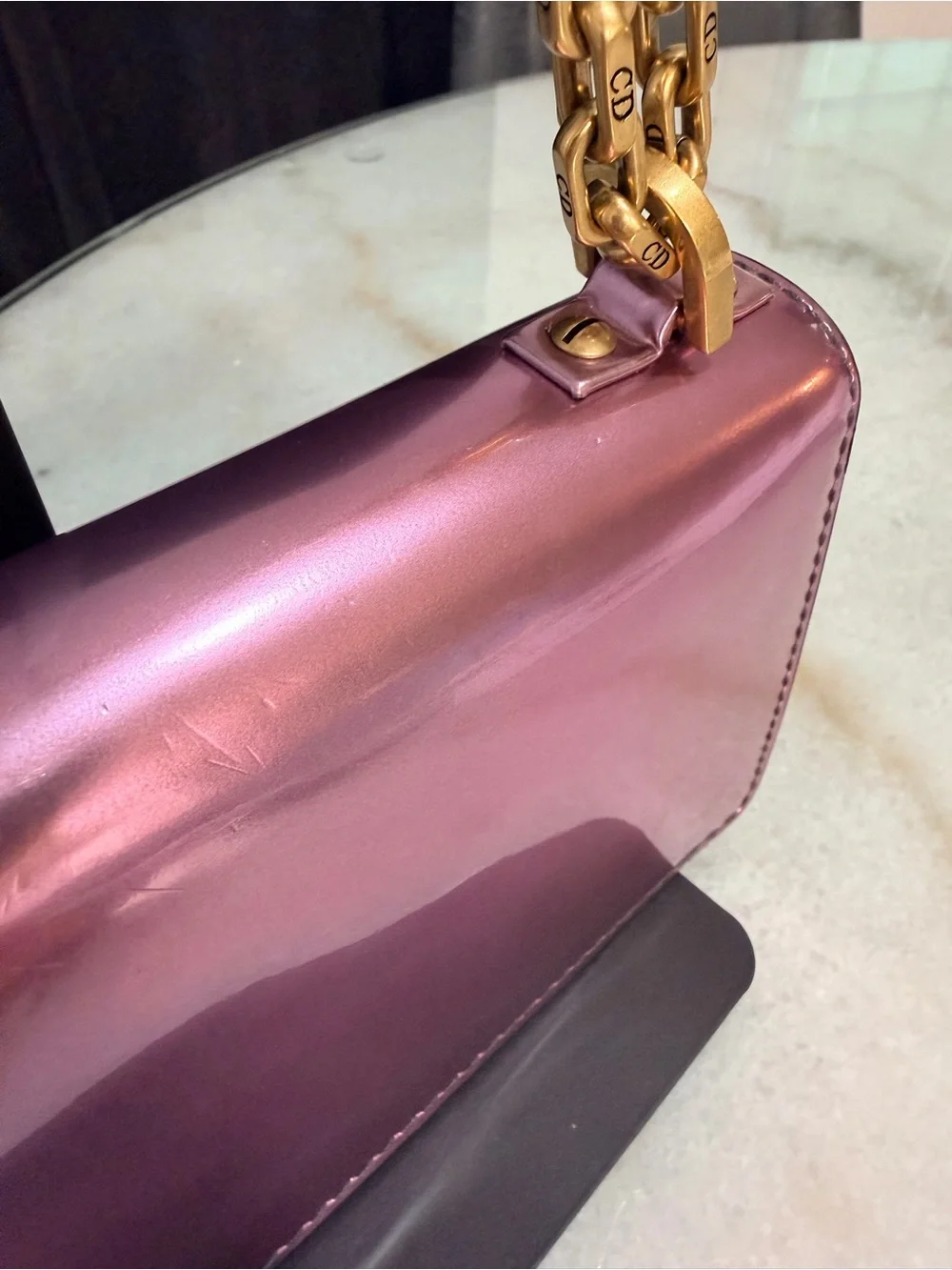 Dior Metallic Pink J'Adior Mini Shoulder Bag with Gold Hardware - Picture 11 of 12